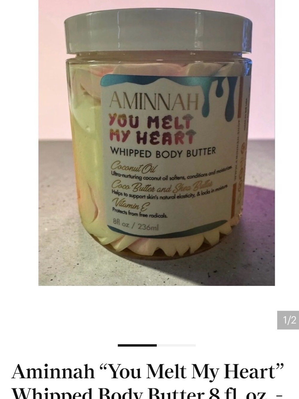 AMINNAH You Melt My Heart Whipped Body Butter - Cream & Pink